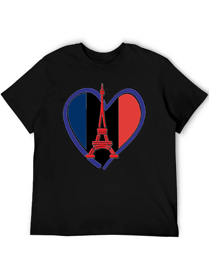 Eiffel Tower France Flag Heart T-Shirt