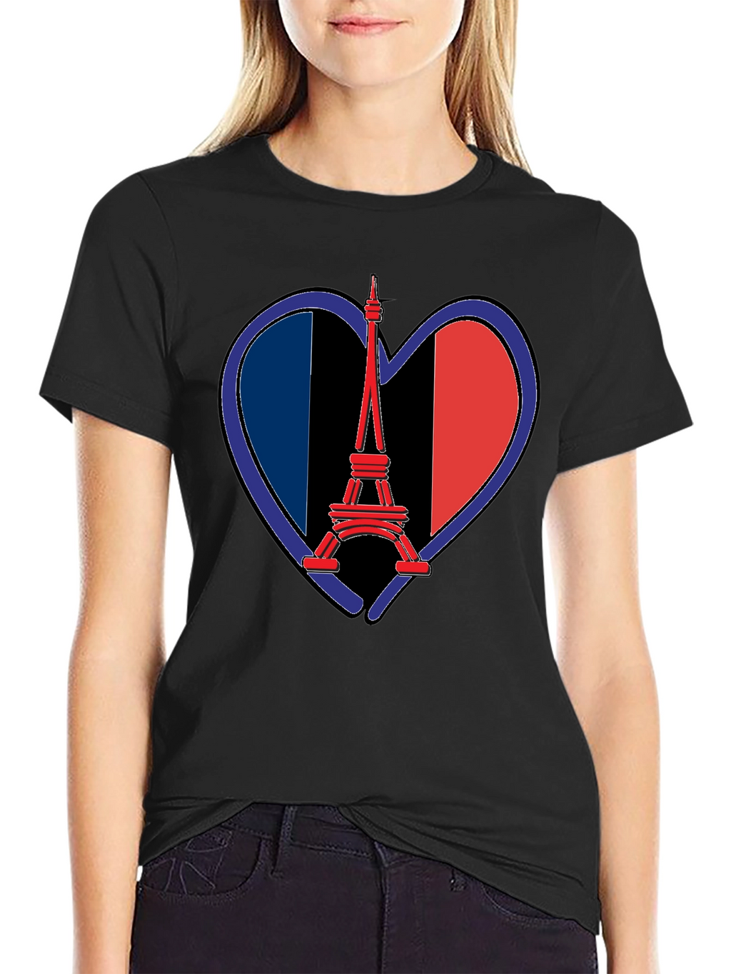 Eiffel Tower France Flag Heart T-Shirt