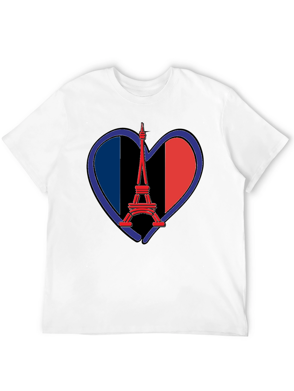 Eiffel Tower France Flag Heart T-Shirt