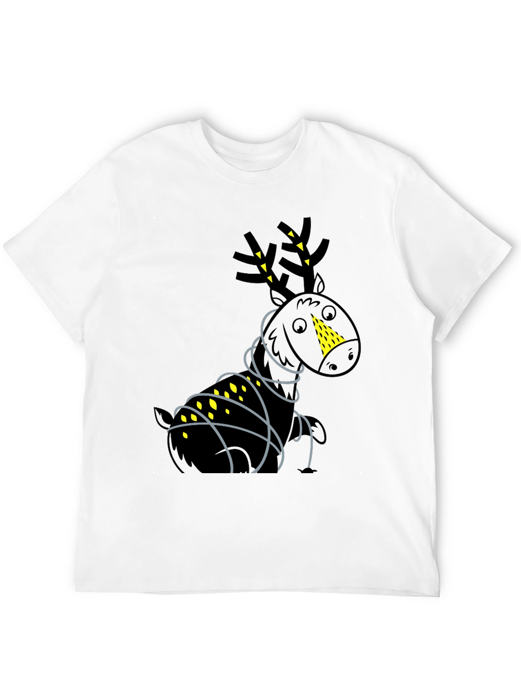 Festive Reindeer Graphic Tee - Black