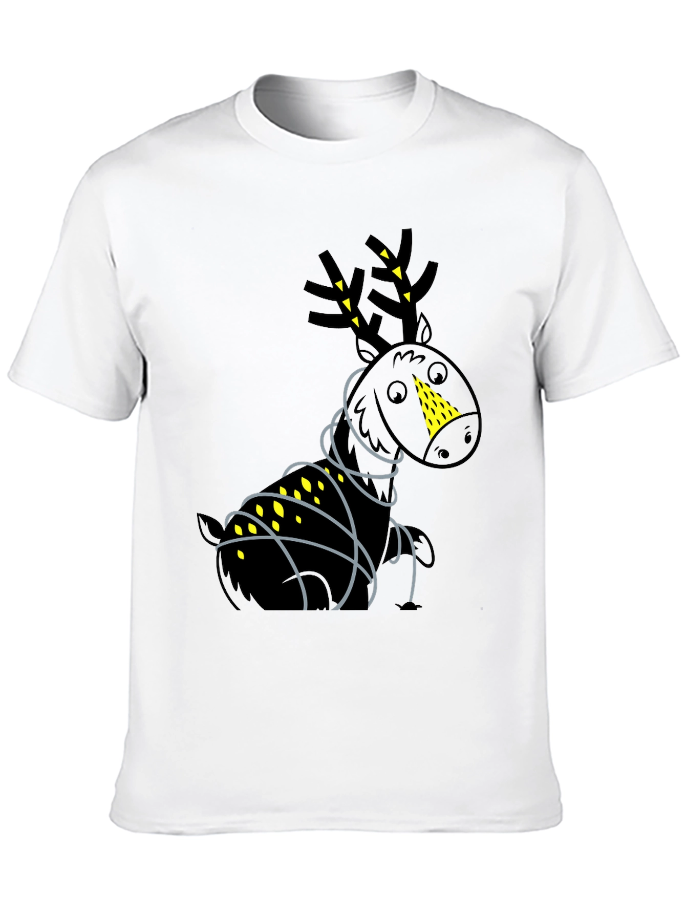 Festive Reindeer Graphic Tee - Black