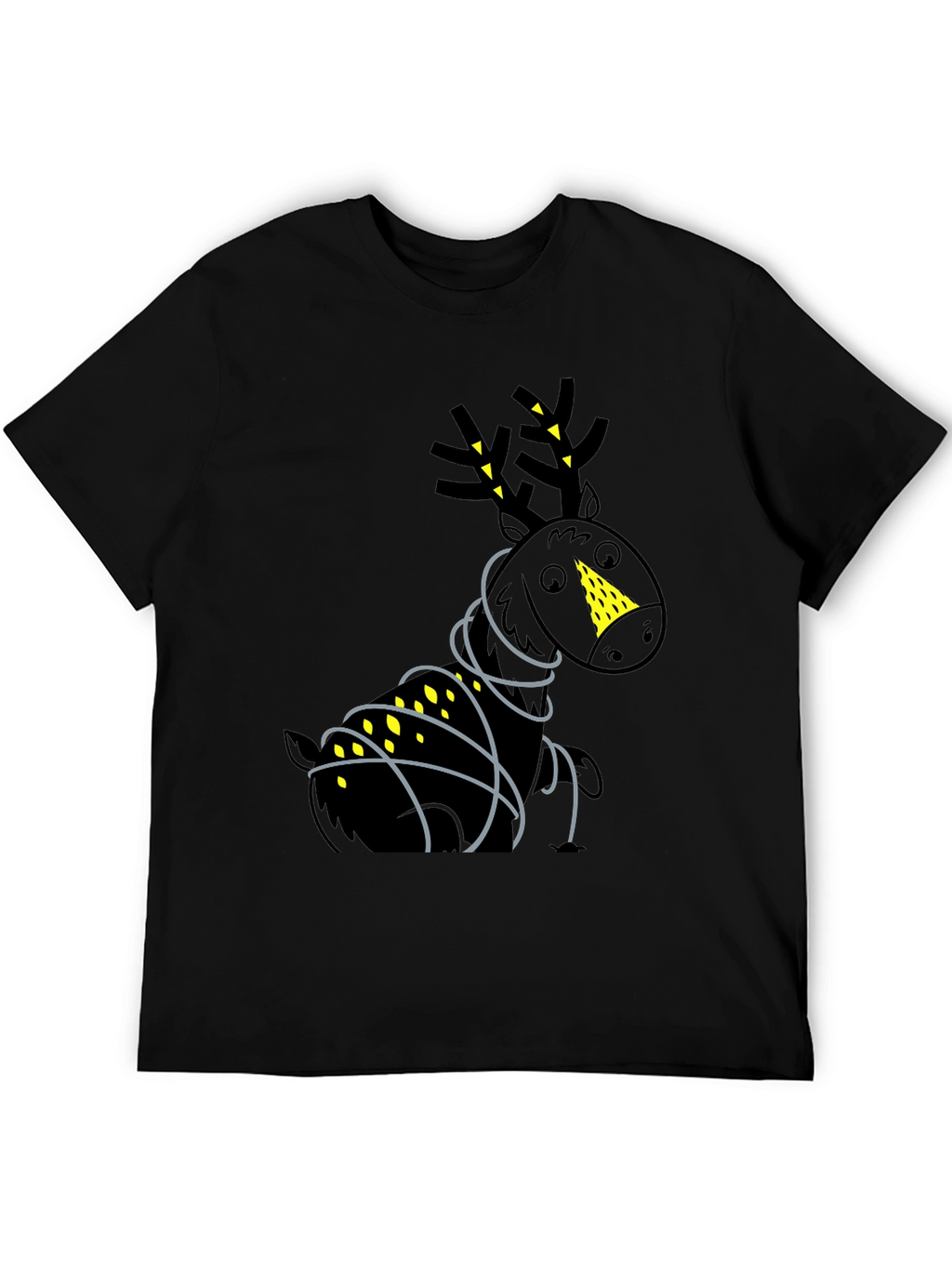 Festive Reindeer Graphic Tee - Black