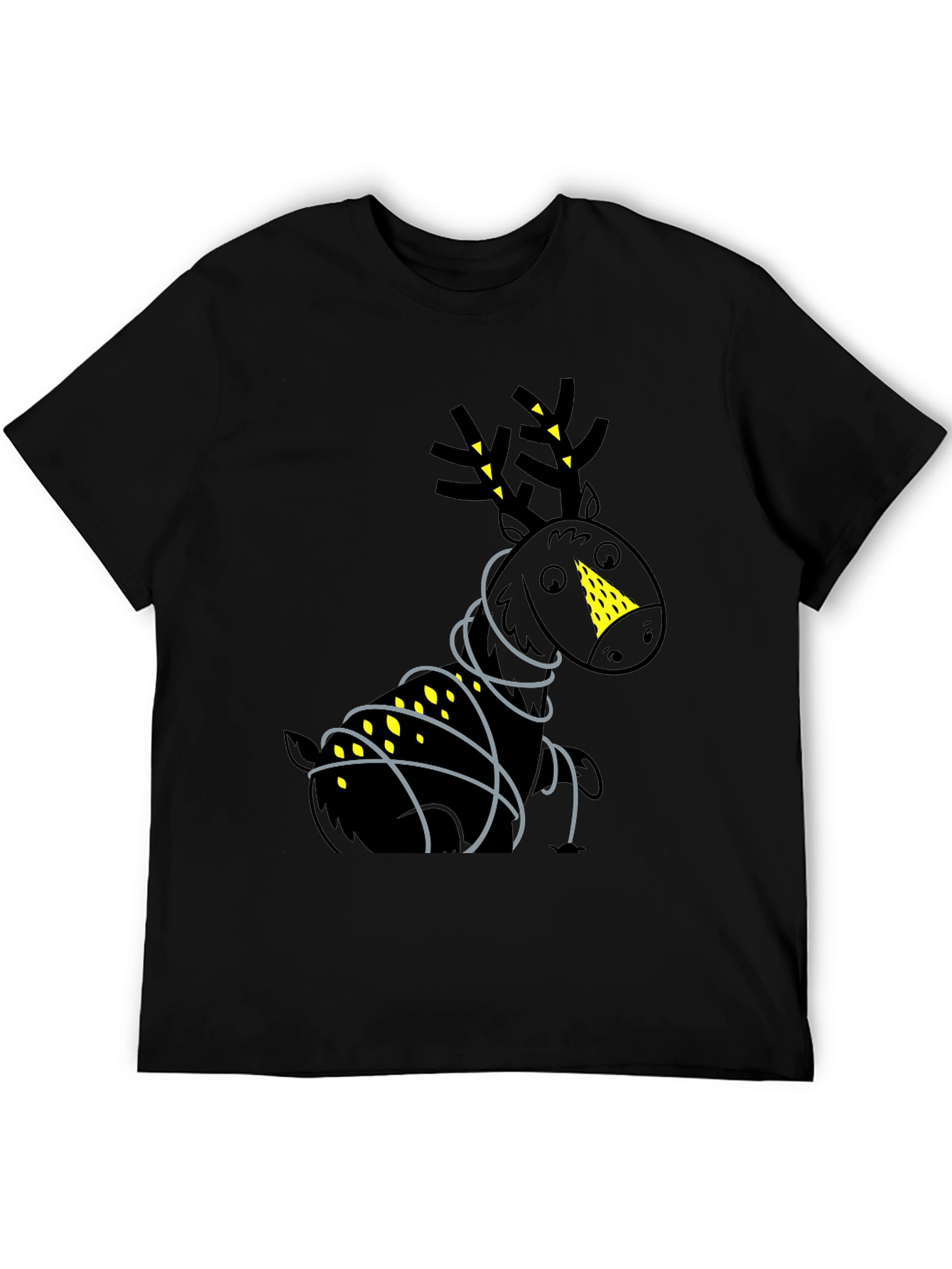 Festive Reindeer Graphic Tee - Black