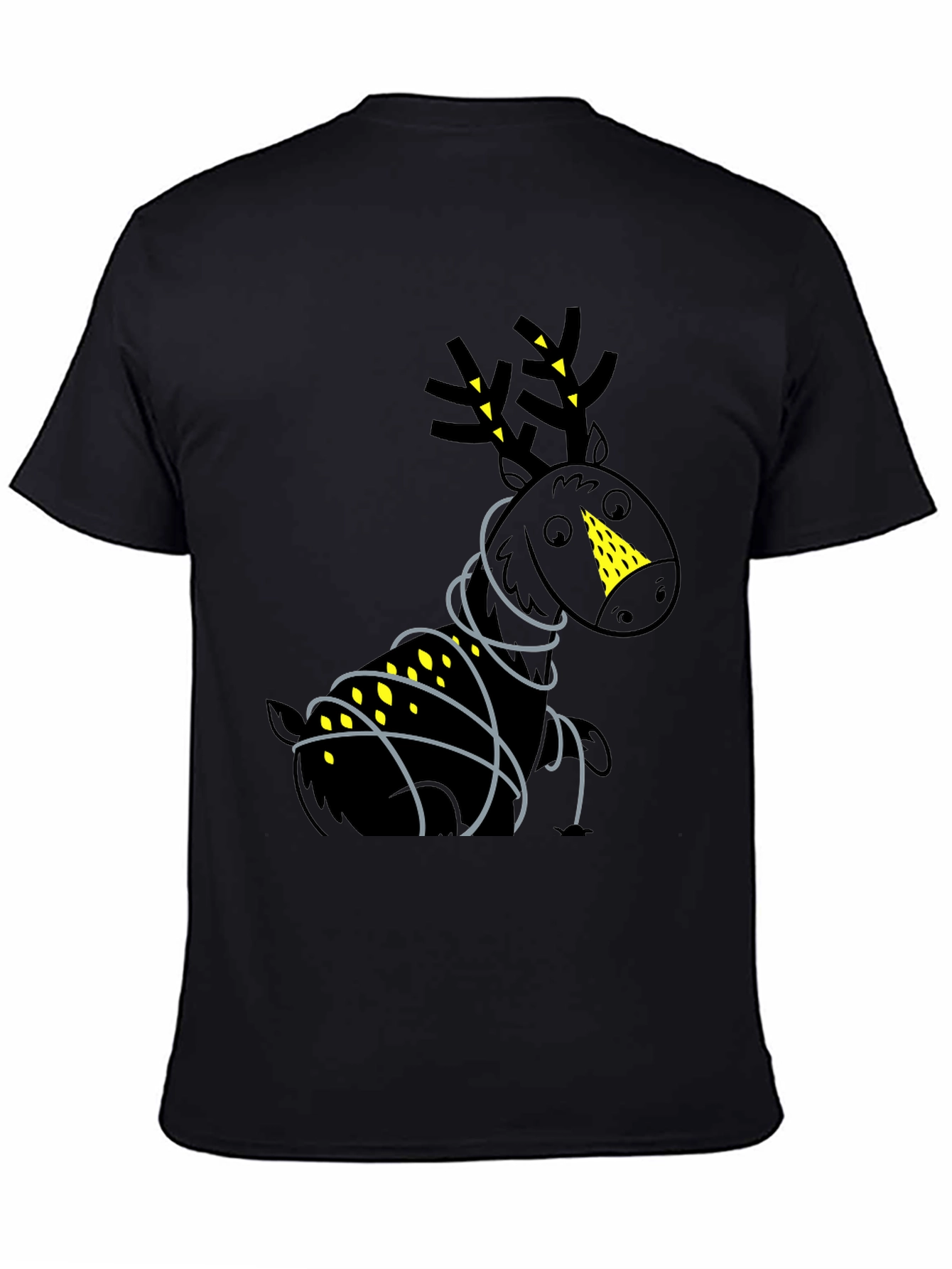 Festive Reindeer Graphic Tee - Black