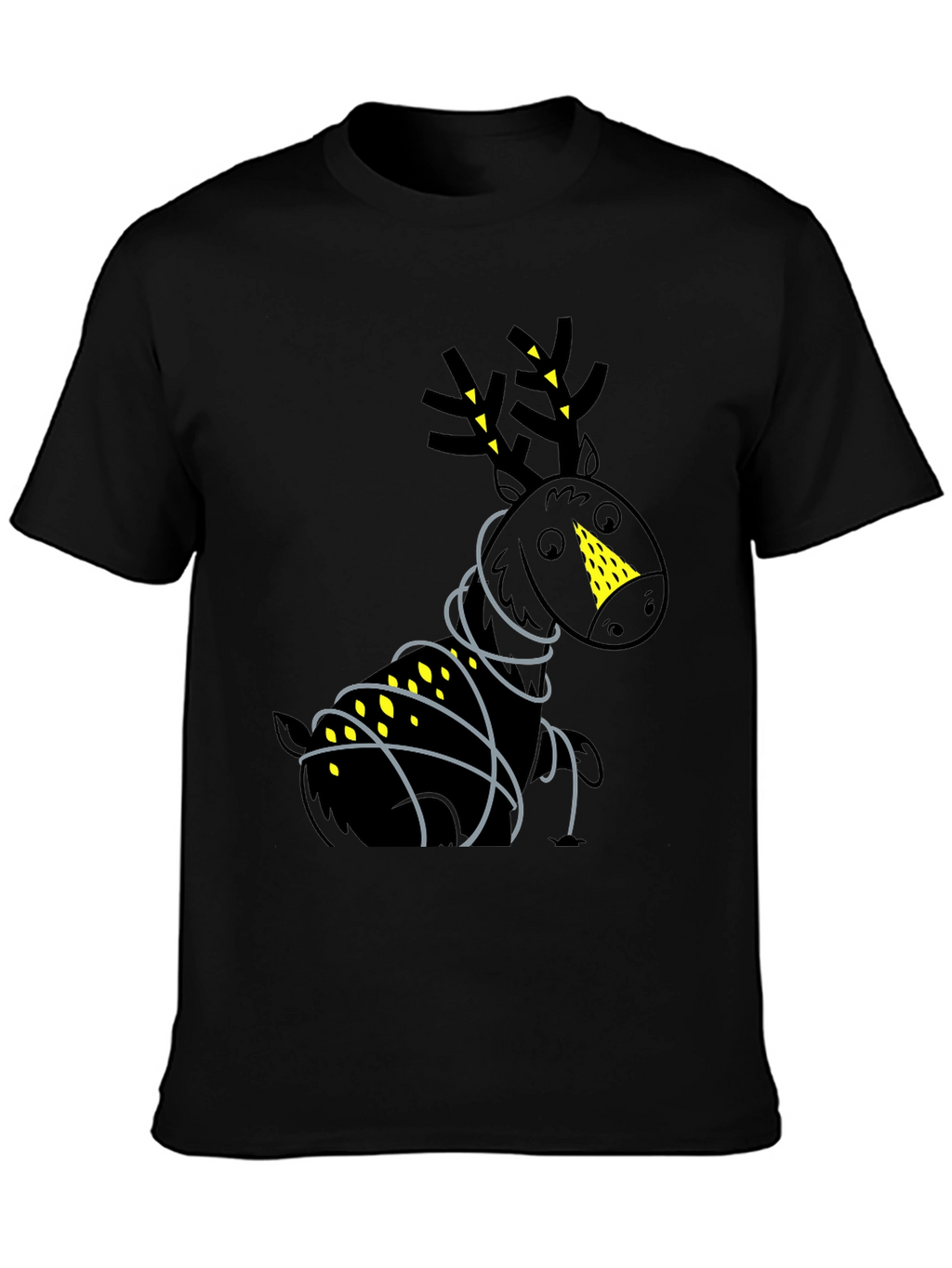 Festive Reindeer Graphic Tee - Black