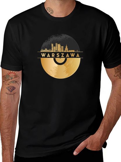 Warszawa City Skyline Record Graphic Tee