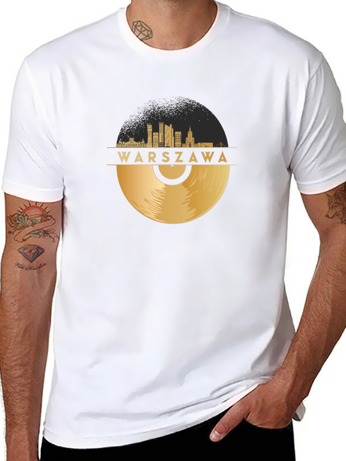 Warszawa City Skyline Record Graphic Tee