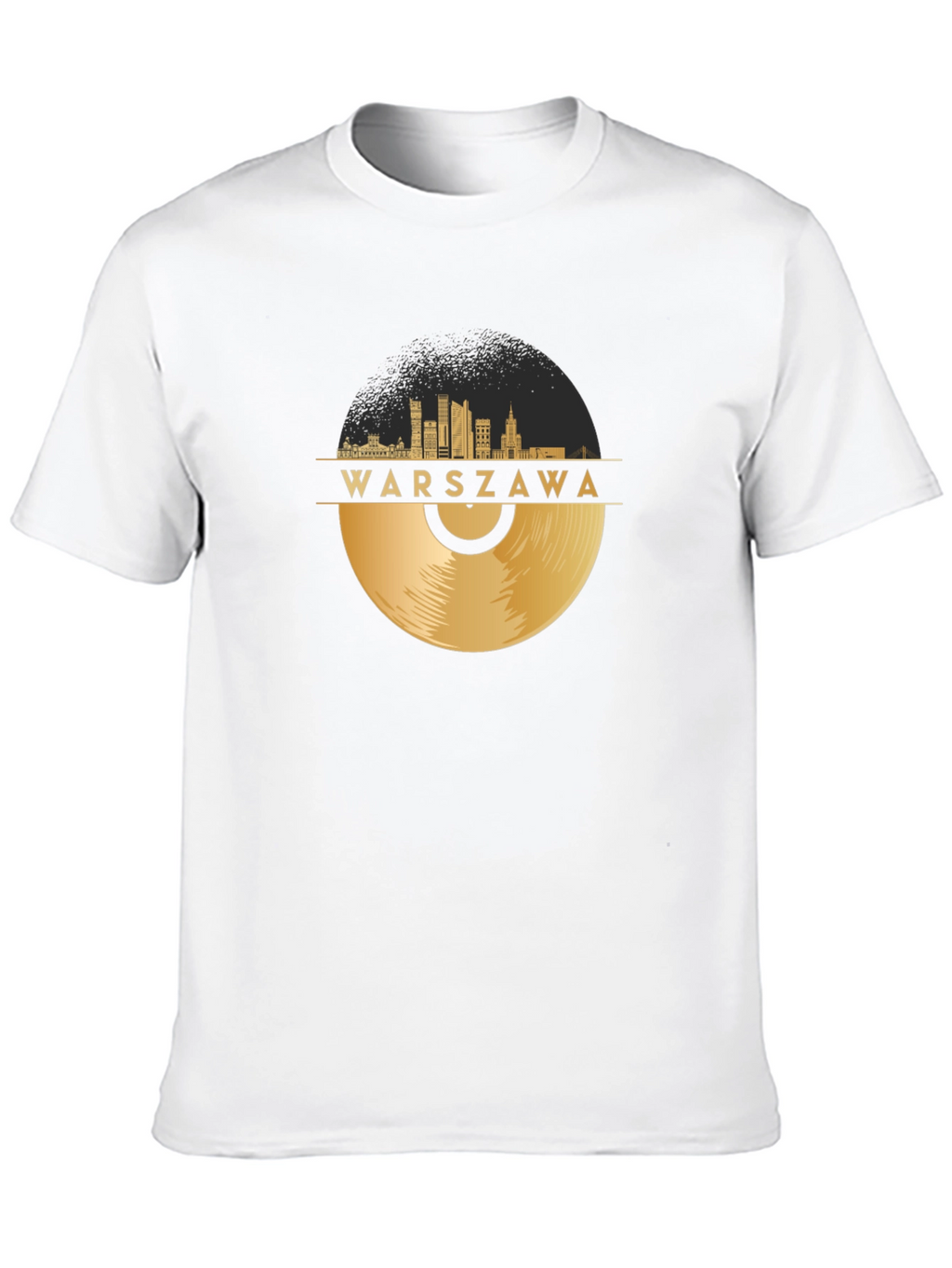 Warszawa City Skyline Record Graphic Tee