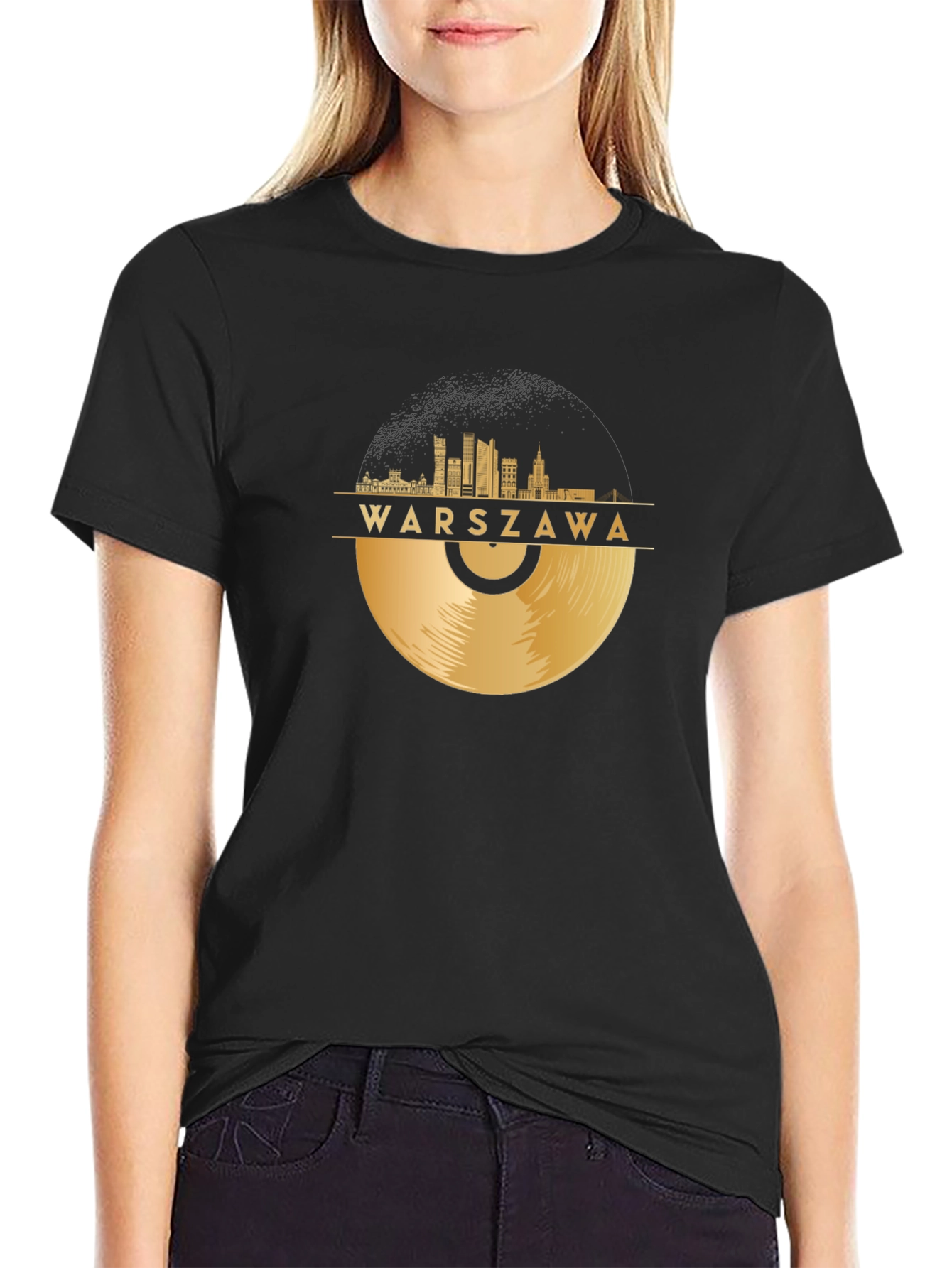 Warszawa City Skyline Record Graphic Tee