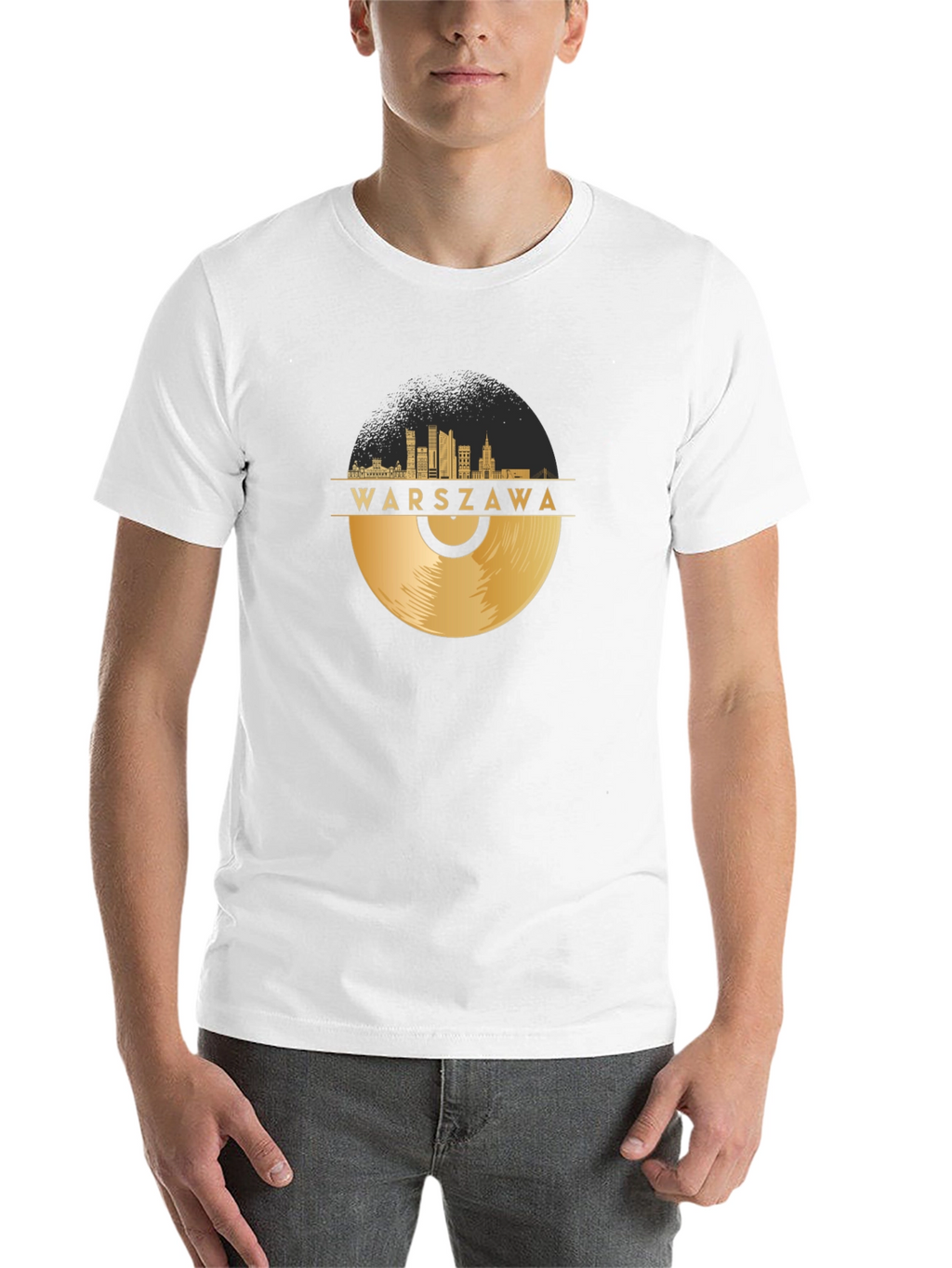 Warszawa City Skyline Record Graphic Tee