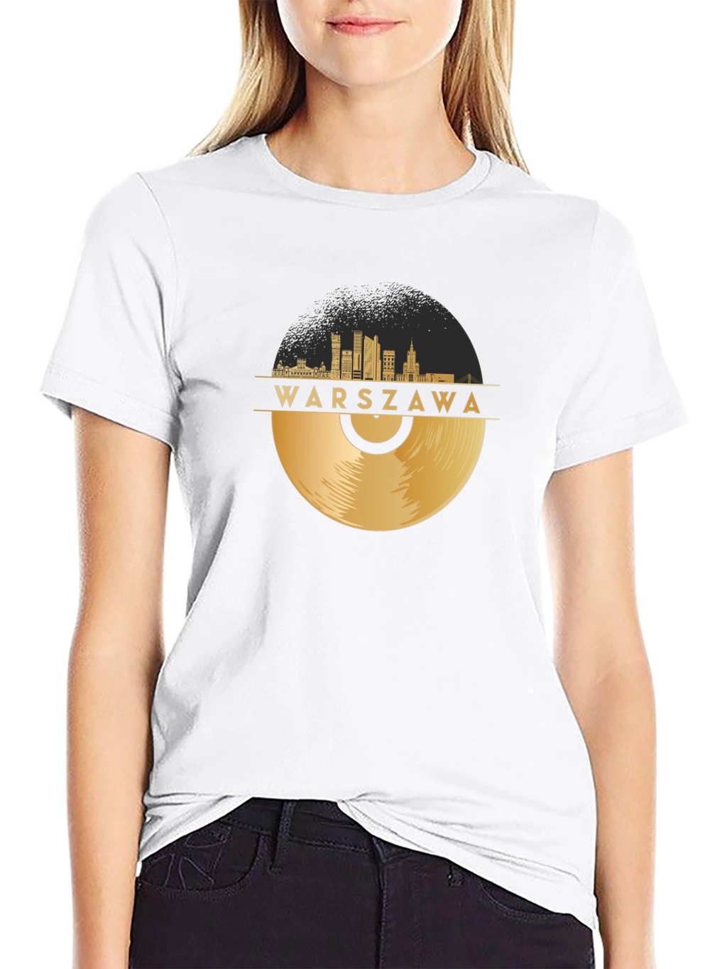 Warszawa City Skyline Record Graphic Tee