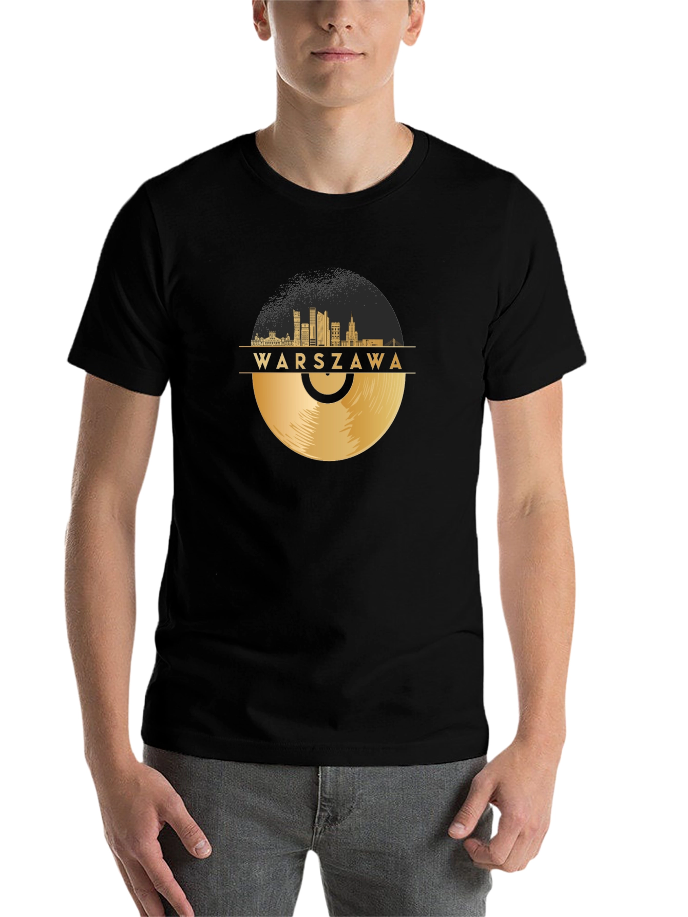Warszawa City Skyline Record Graphic Tee