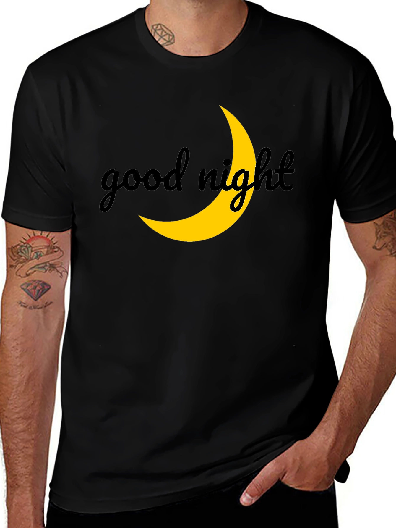 Good Night Moon Graphic Tee - Stylish Black T-Shirt
