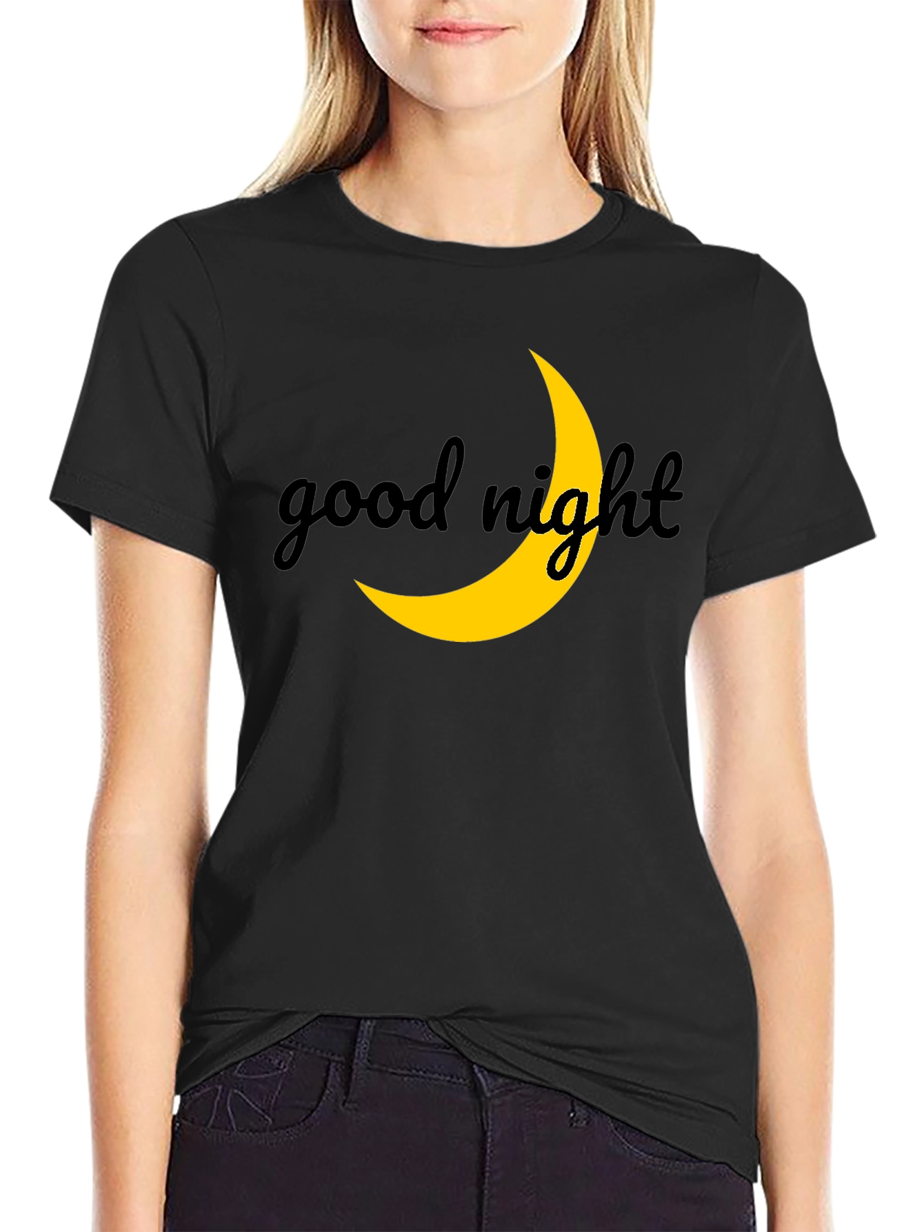 Good Night Moon Graphic Tee - Stylish Black T-Shirt