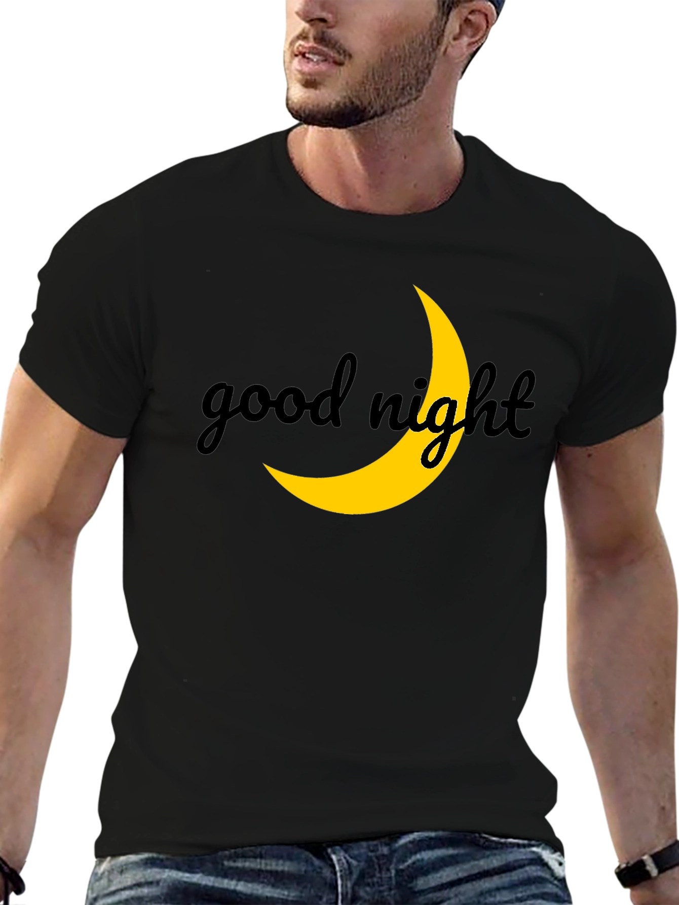 Good Night Moon Graphic Tee - Stylish Black T-Shirt
