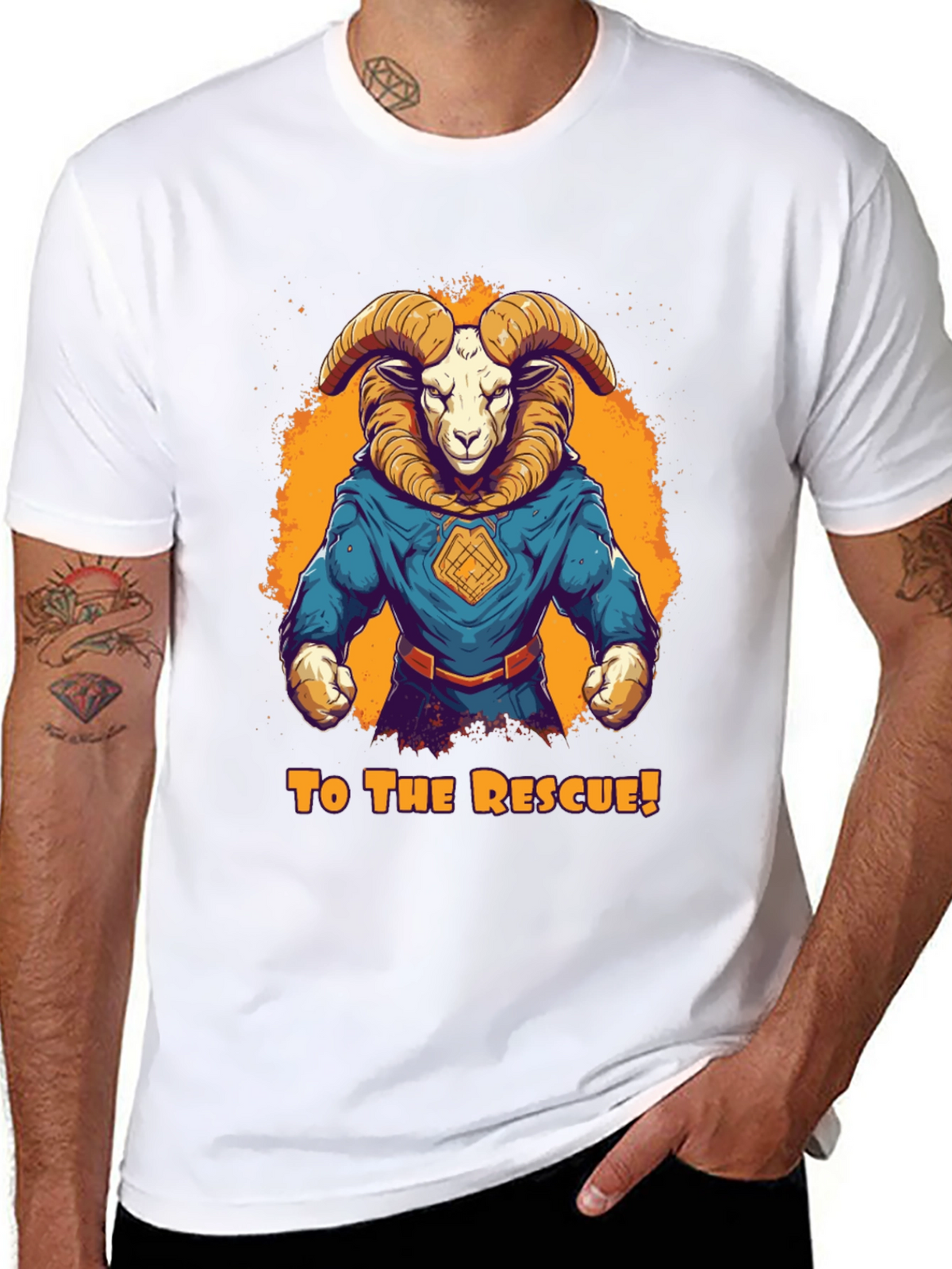 Ram Superhero T-Shirt - To The Rescue! Design