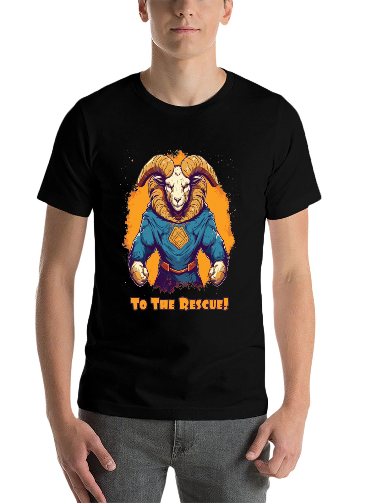 Ram Superhero T-Shirt - To The Rescue! Design