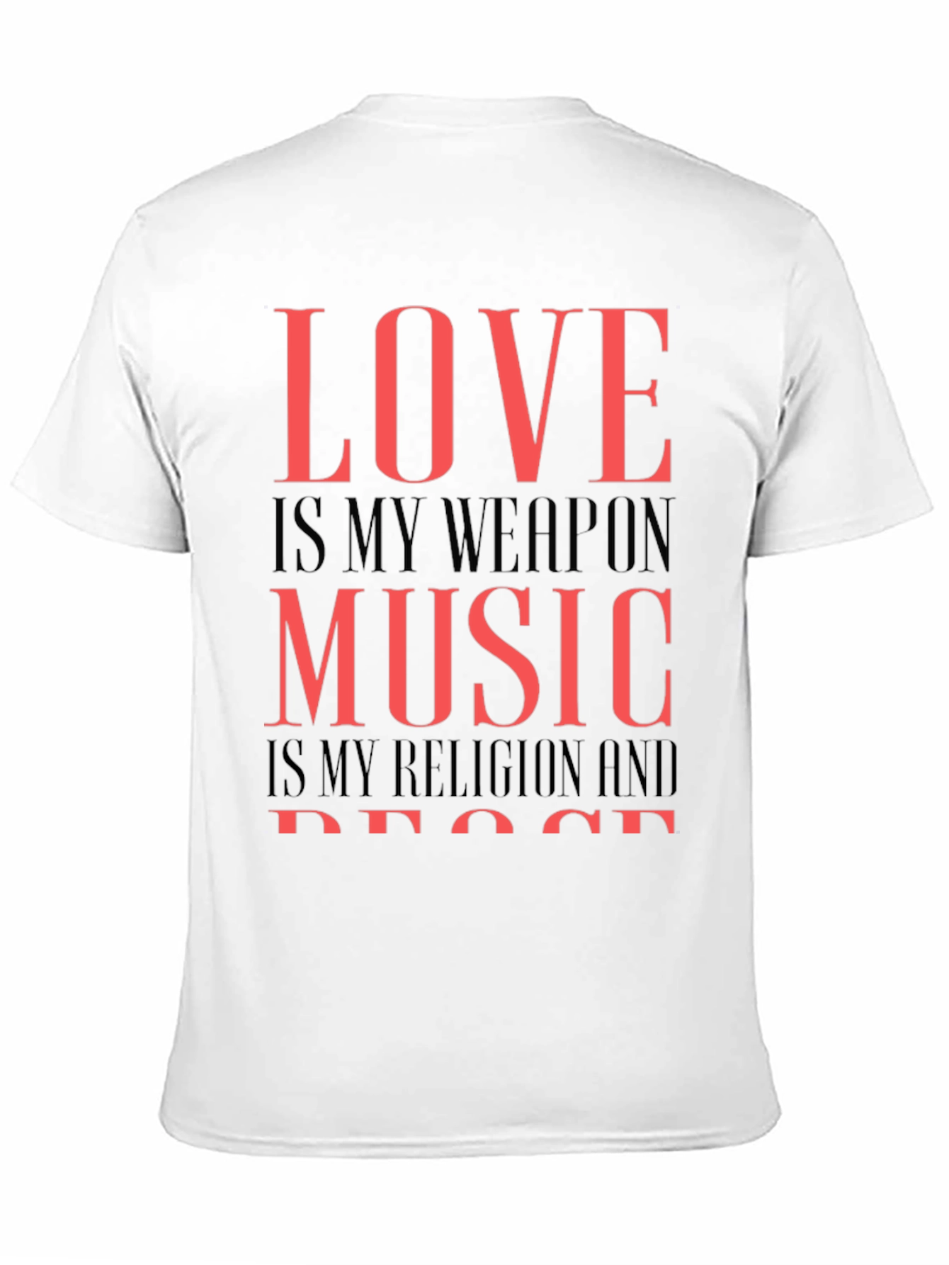 Love Music Peace Graphic Tee - Black Cotton T-Shirt