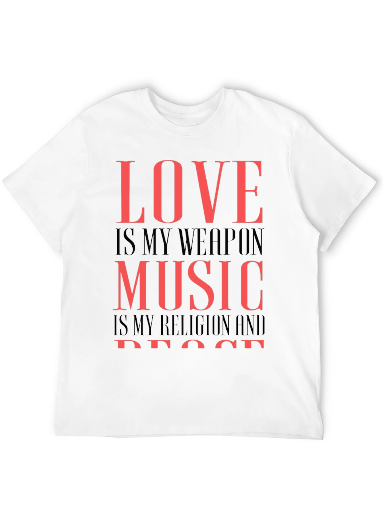 Love Music Peace Graphic Tee - Black Cotton T-Shirt