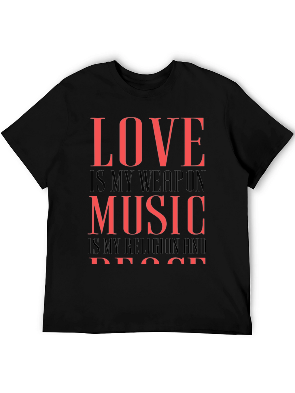 Love Music Peace Graphic Tee - Black Cotton T-Shirt