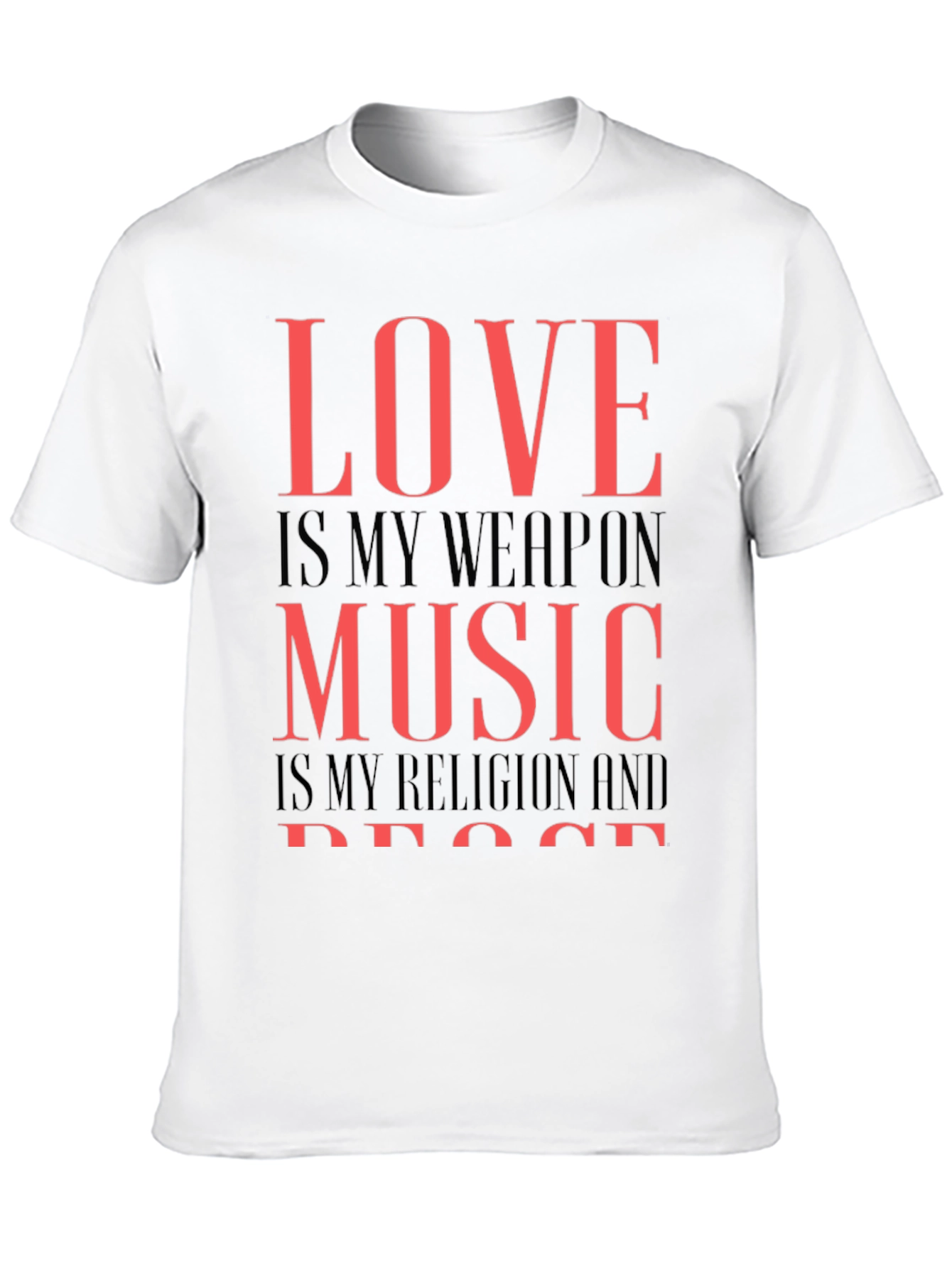 Love Music Peace Graphic Tee - Black Cotton T-Shirt