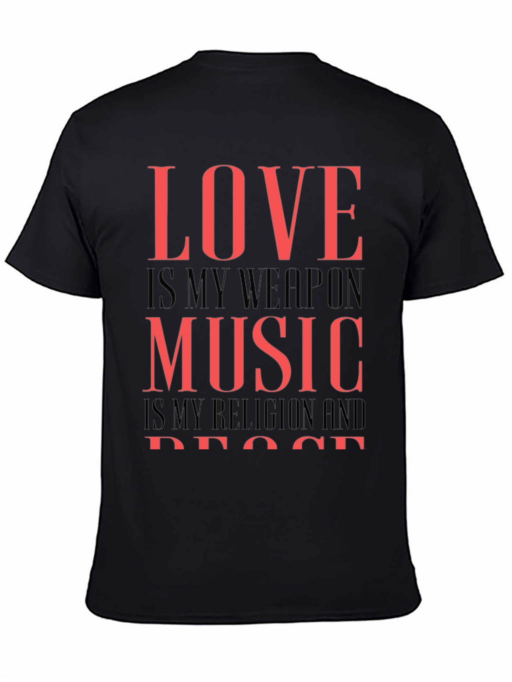 Love Music Peace Graphic Tee - Black Cotton T-Shirt