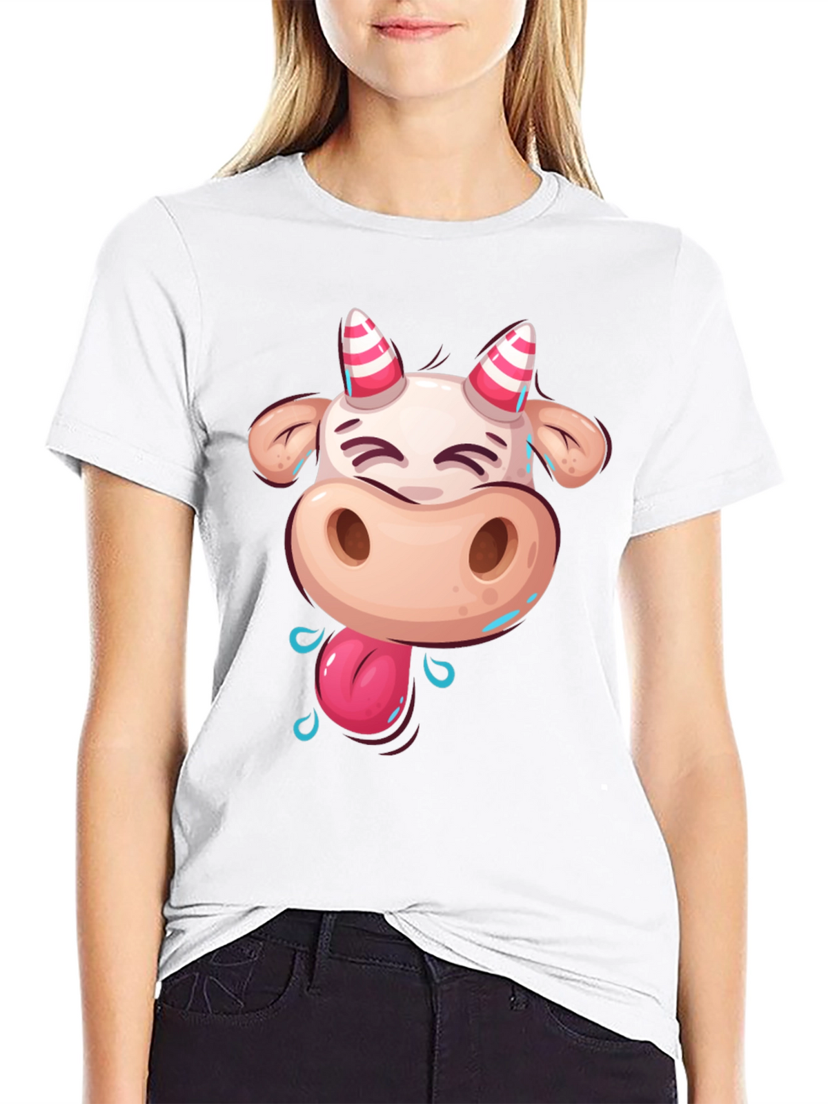 Funny Cartoon Cow Graphic T-Shirt