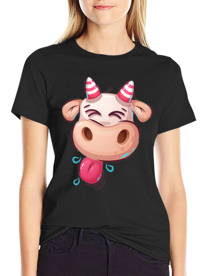 Funny Cartoon Cow Graphic T-Shirt