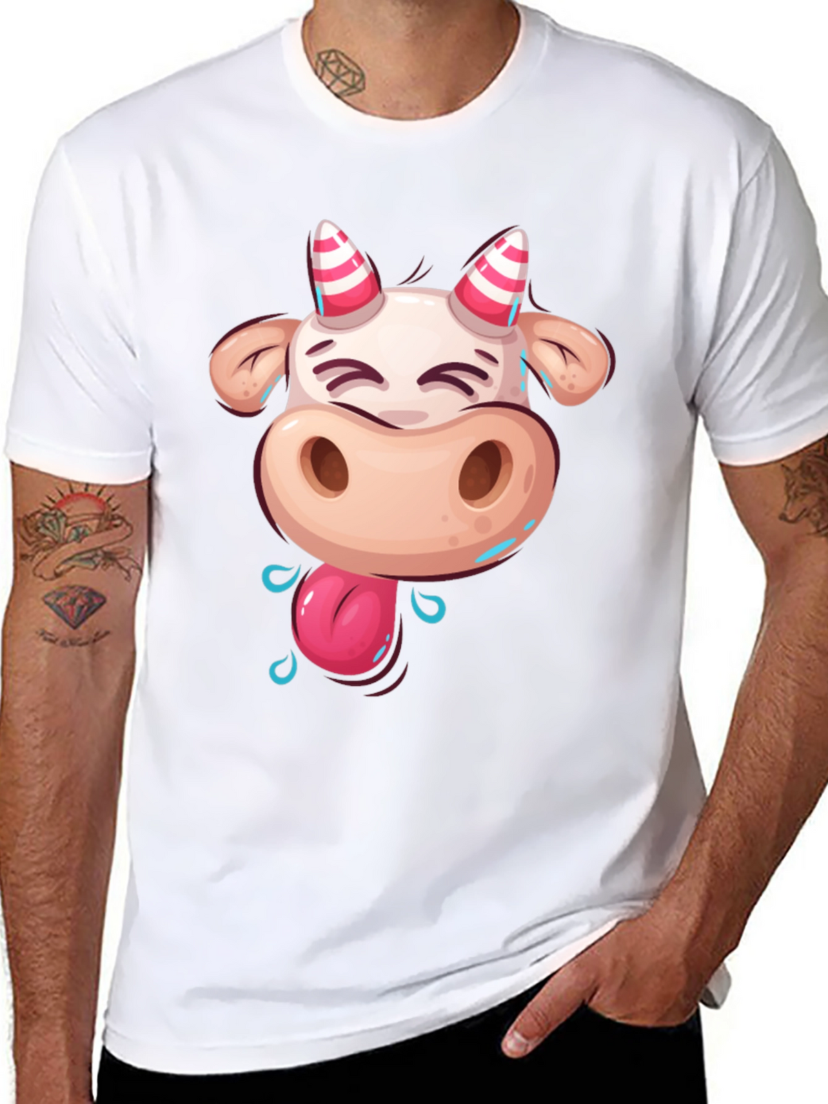 Funny Cartoon Cow Graphic T-Shirt