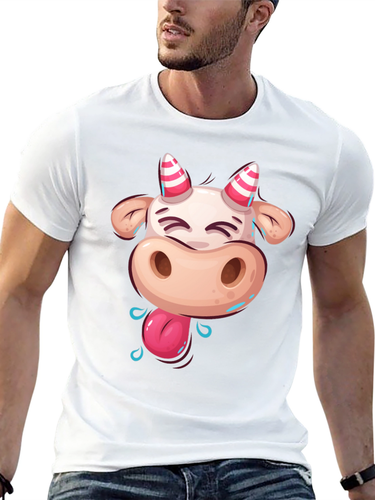 Funny Cartoon Cow Graphic T-Shirt