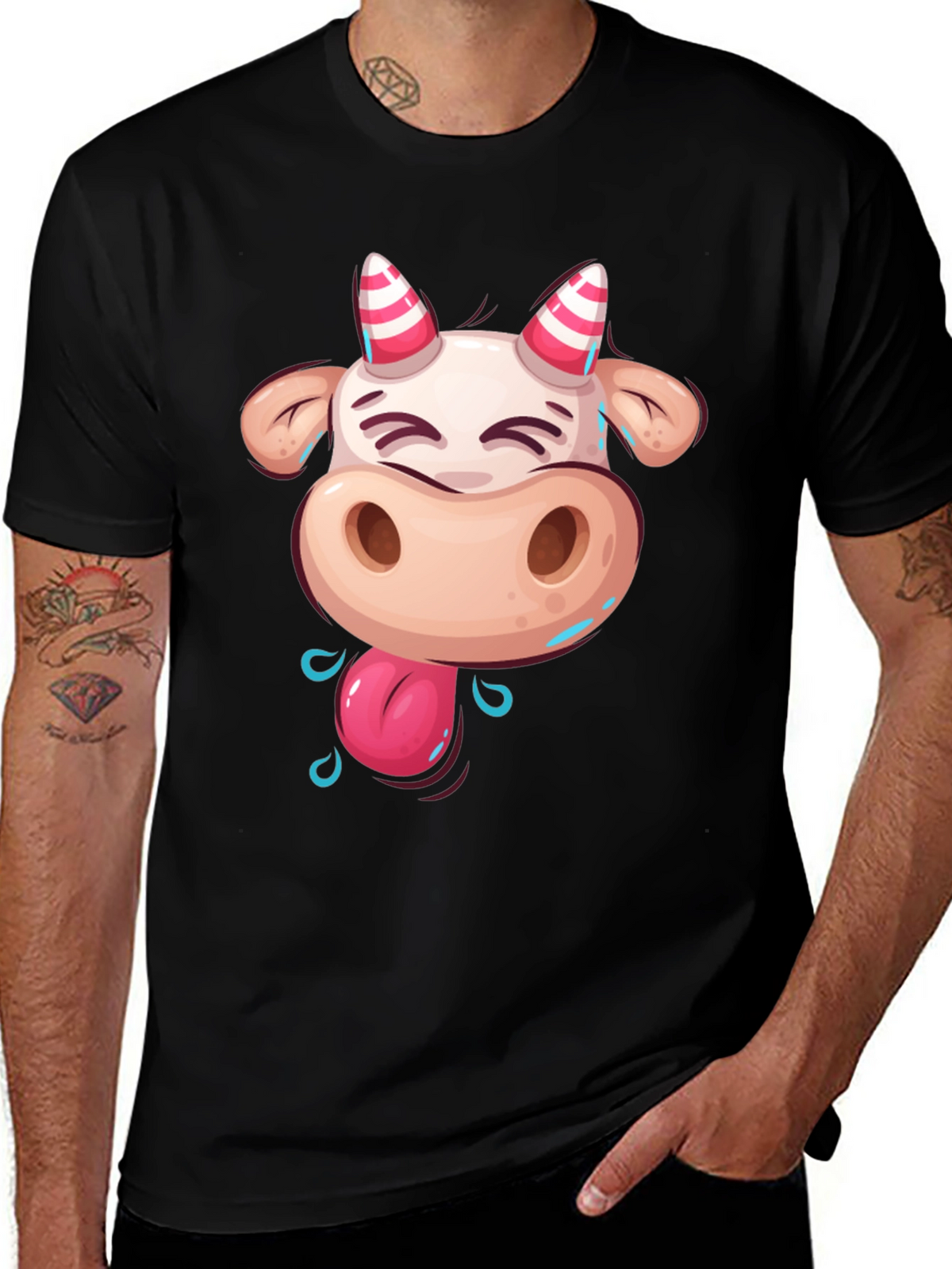 Funny Cartoon Cow Graphic T-Shirt