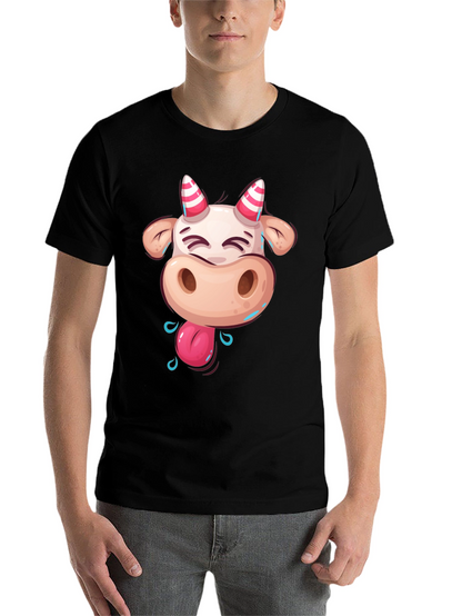 Funny Cartoon Cow Graphic T-Shirt