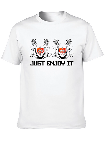 Just Enjoy It Tee - Heart Design Black T-Shirt