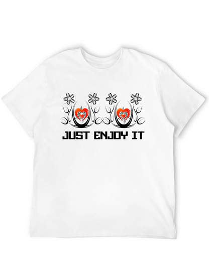 Just Enjoy It Tee - Heart Design Black T-Shirt