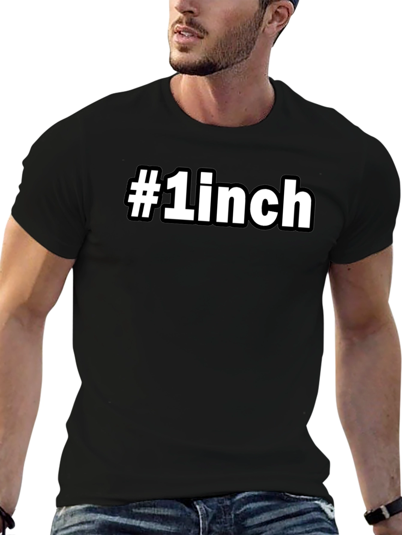 #1 Inch Novelty Graphic Tee - Bold Black T-Shirt