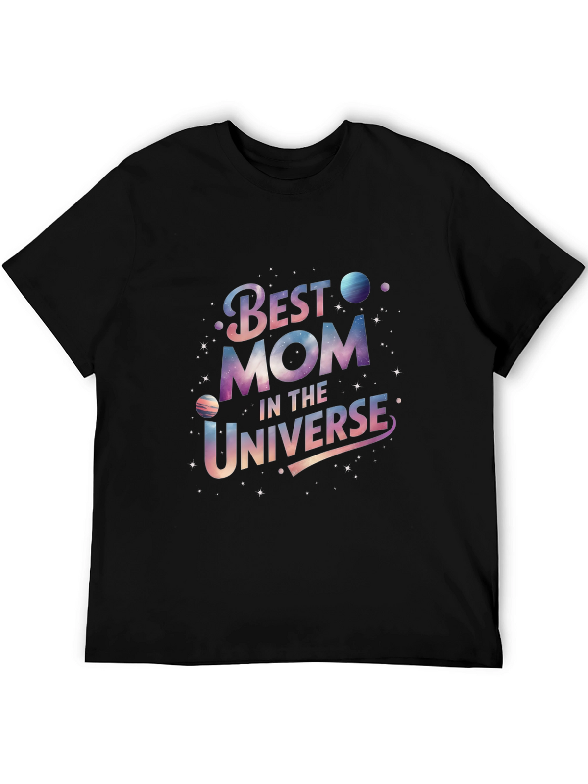 Best Mom in the Universe Black Graphic T-Shirt
