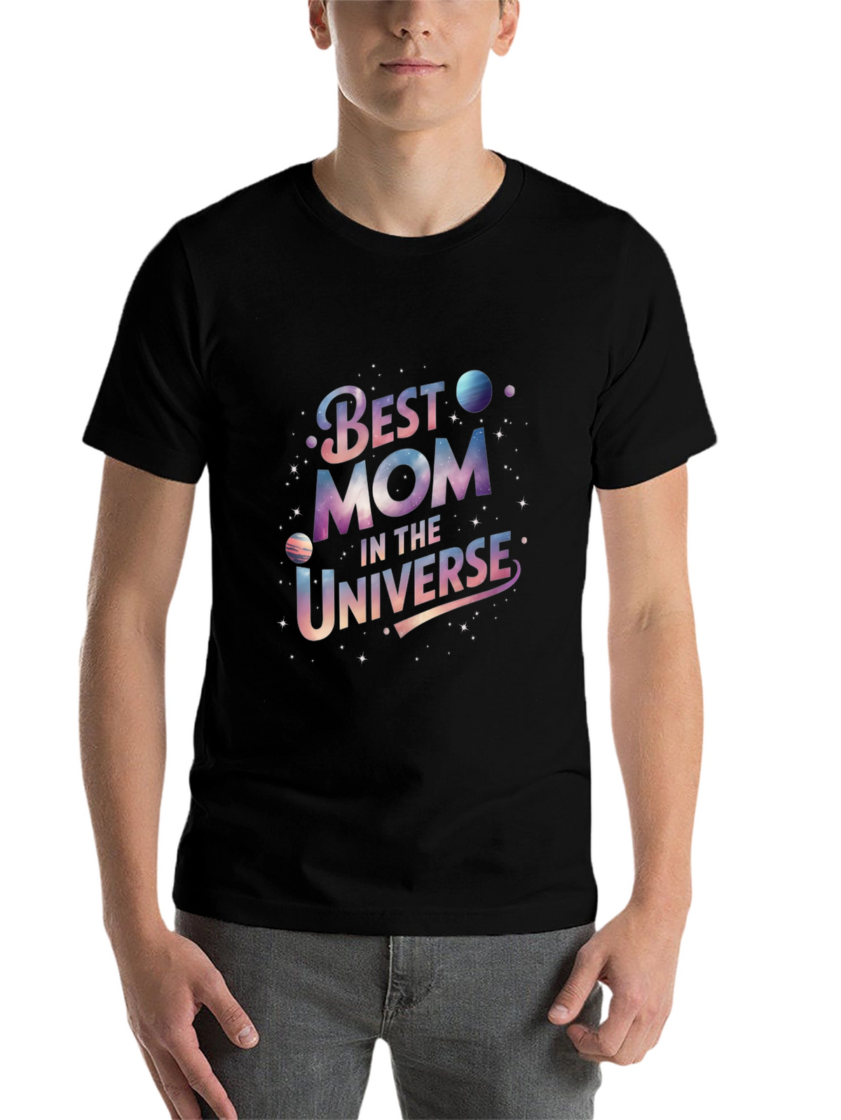 Best Mom in the Universe Black Graphic T-Shirt