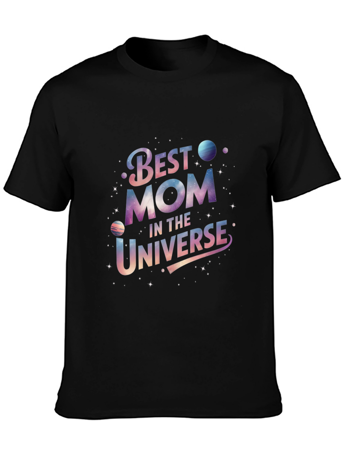 Best Mom in the Universe Black Graphic T-Shirt