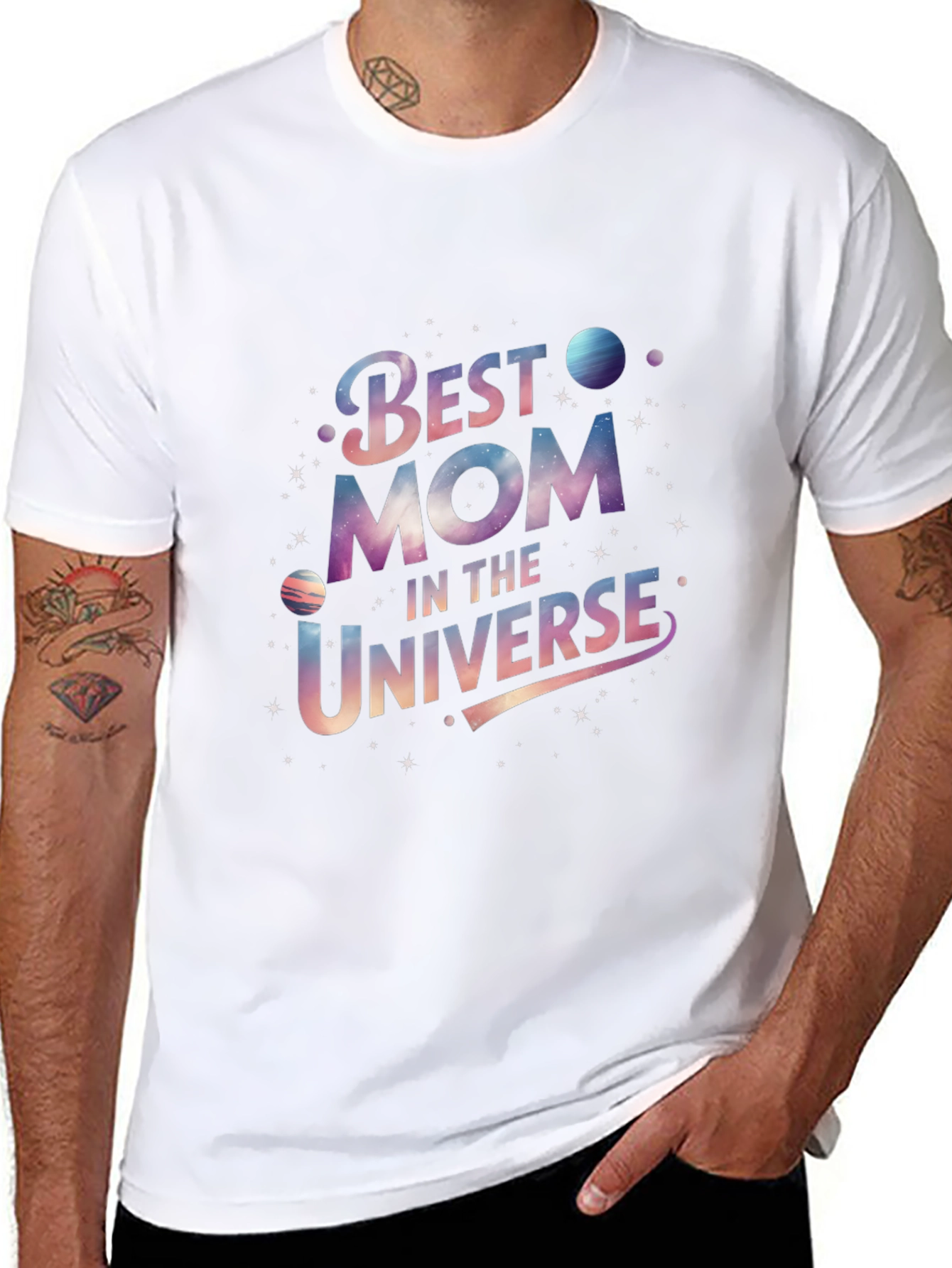 Best Mom in the Universe Black Graphic T-Shirt
