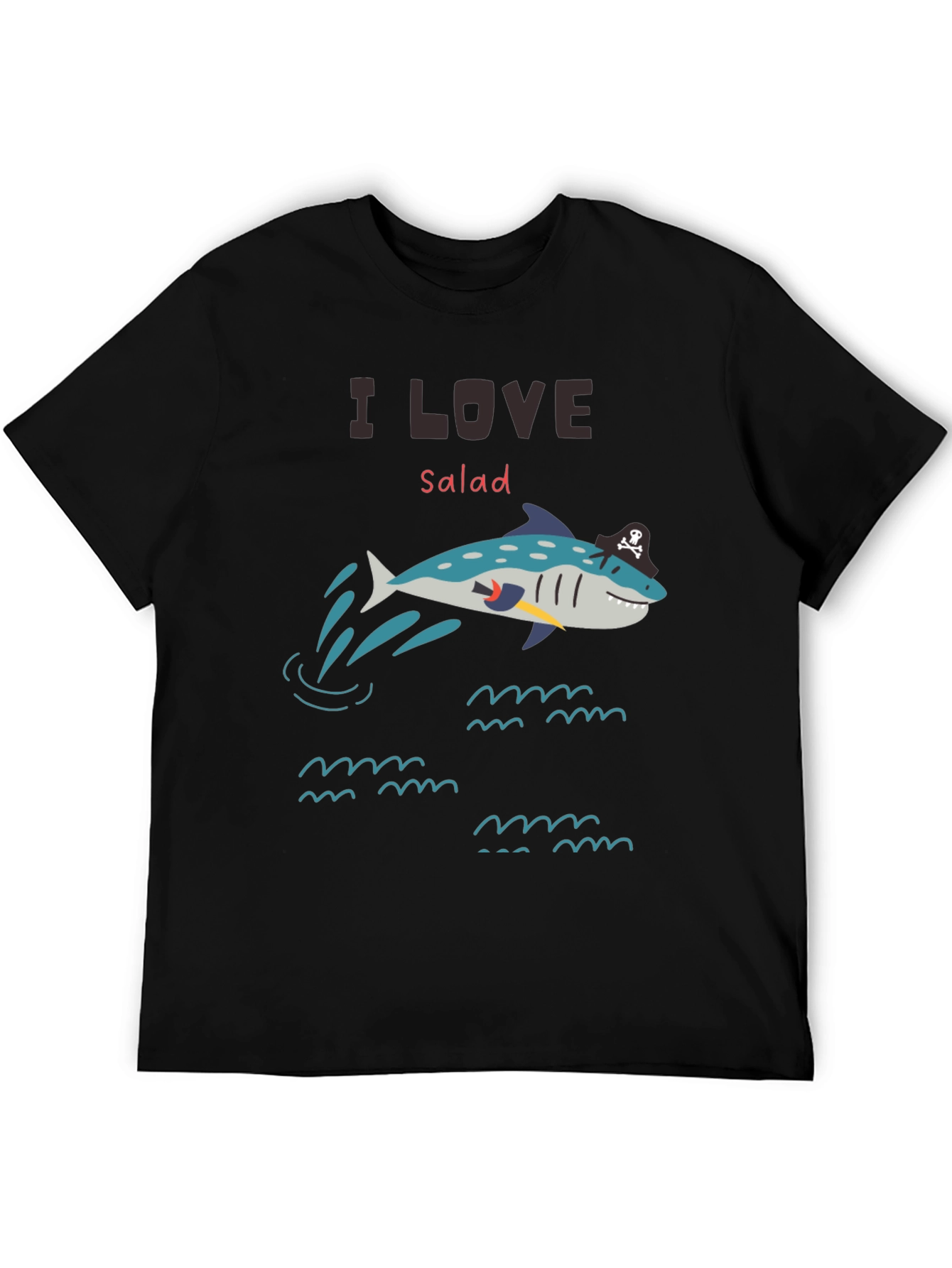 I Love Salad Pirate Shark T-Shirt - Unique Graphic Tee