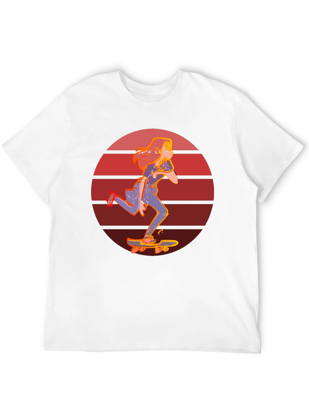 Skateboarder Girl Retro Sunset T-Shirt