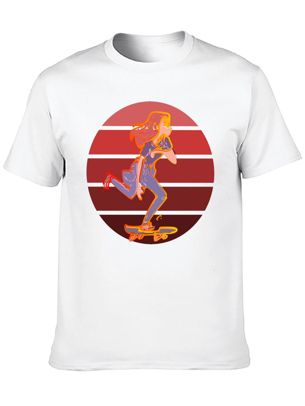 Skateboarder Girl Retro Sunset T-Shirt