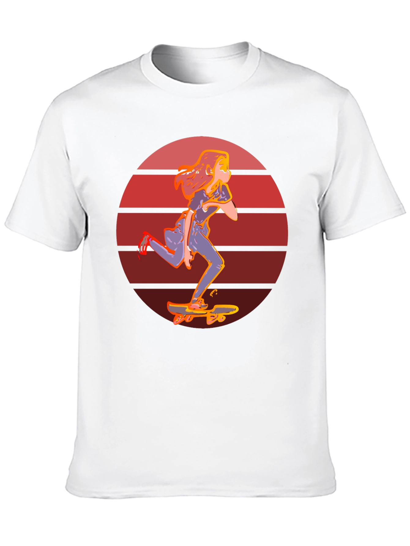 Skateboarder Girl Retro Sunset T-Shirt