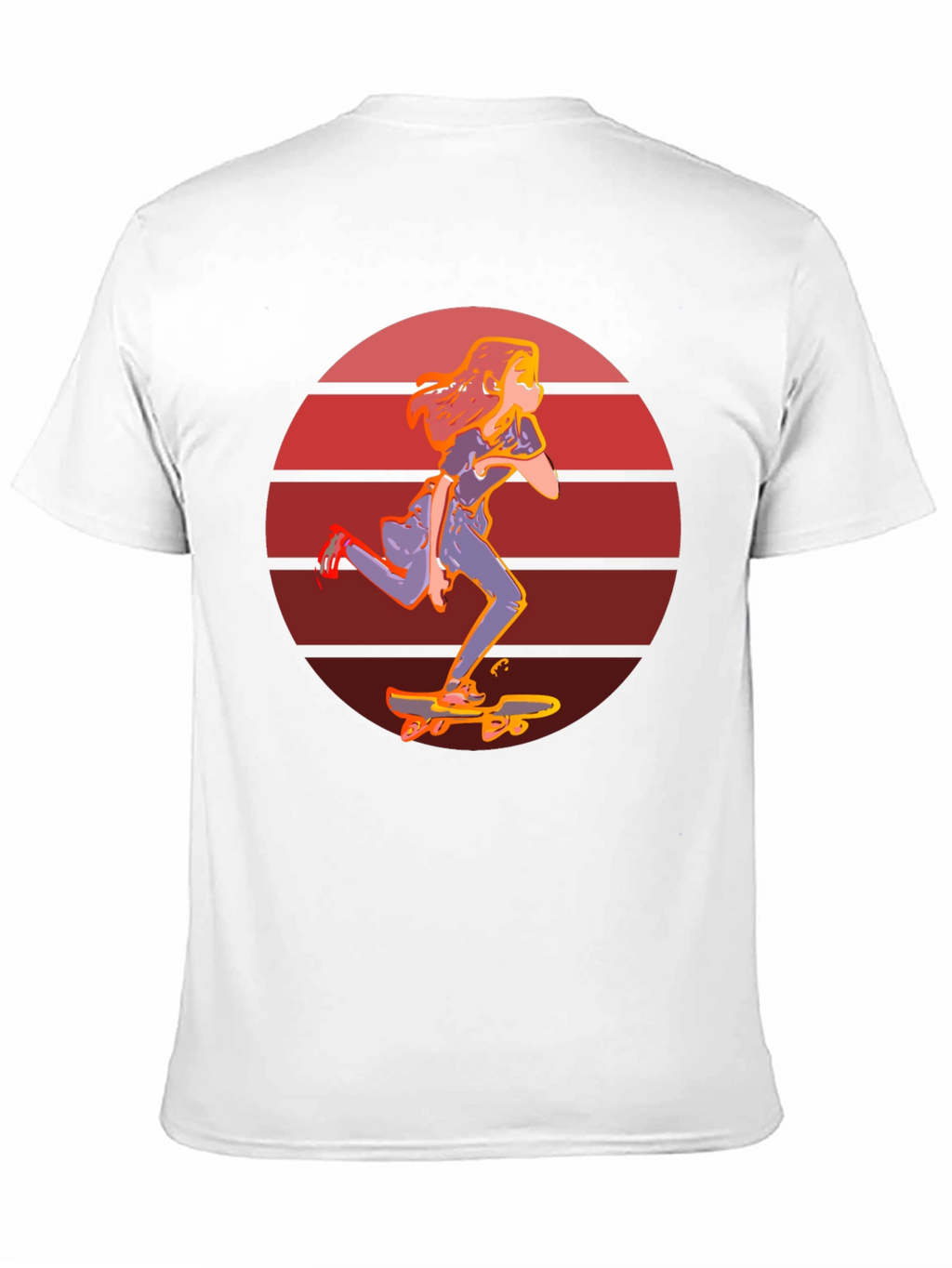 Skateboarder Girl Retro Sunset T-Shirt