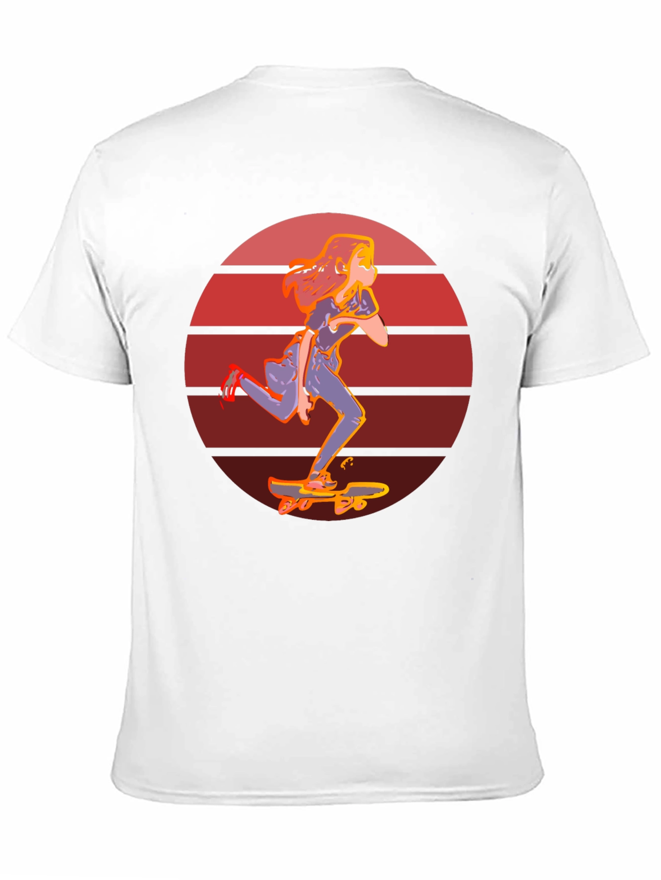 Skateboarder Girl Retro Sunset T-Shirt
