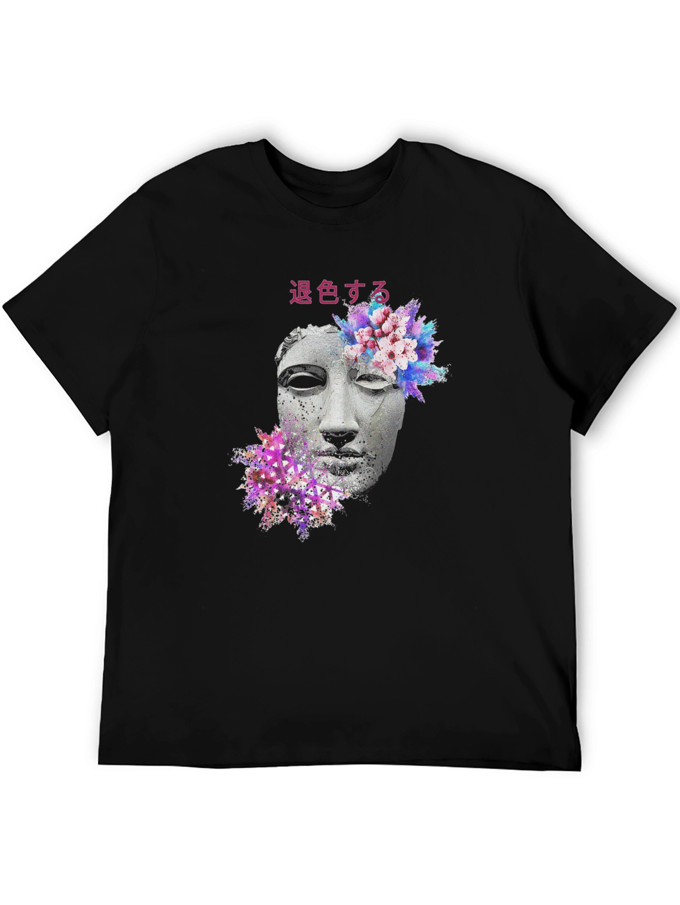 Floral Statue Graphic Tee - Black