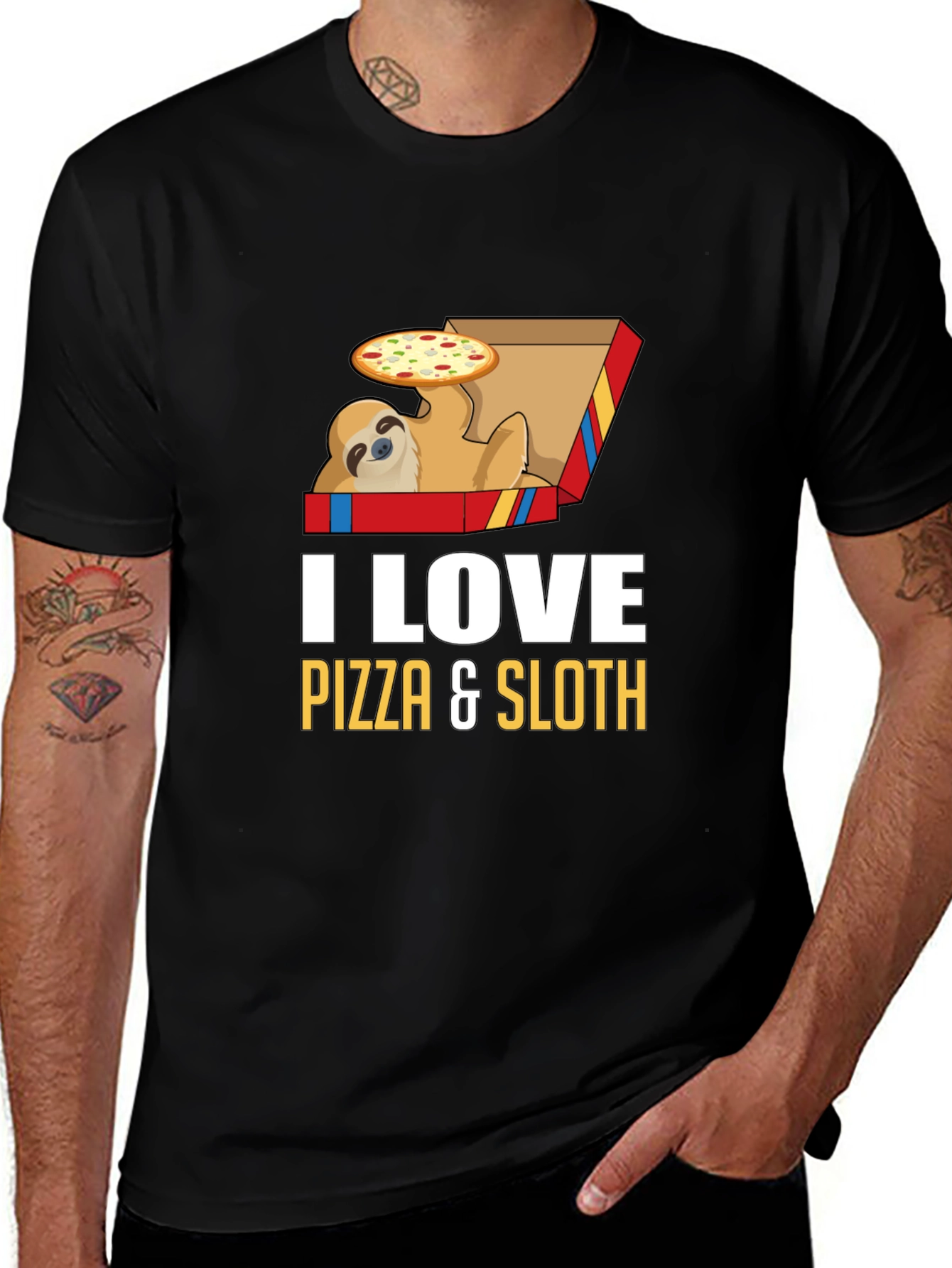 Pizza Sloth Graphic Tee - Funny Casual Shirt