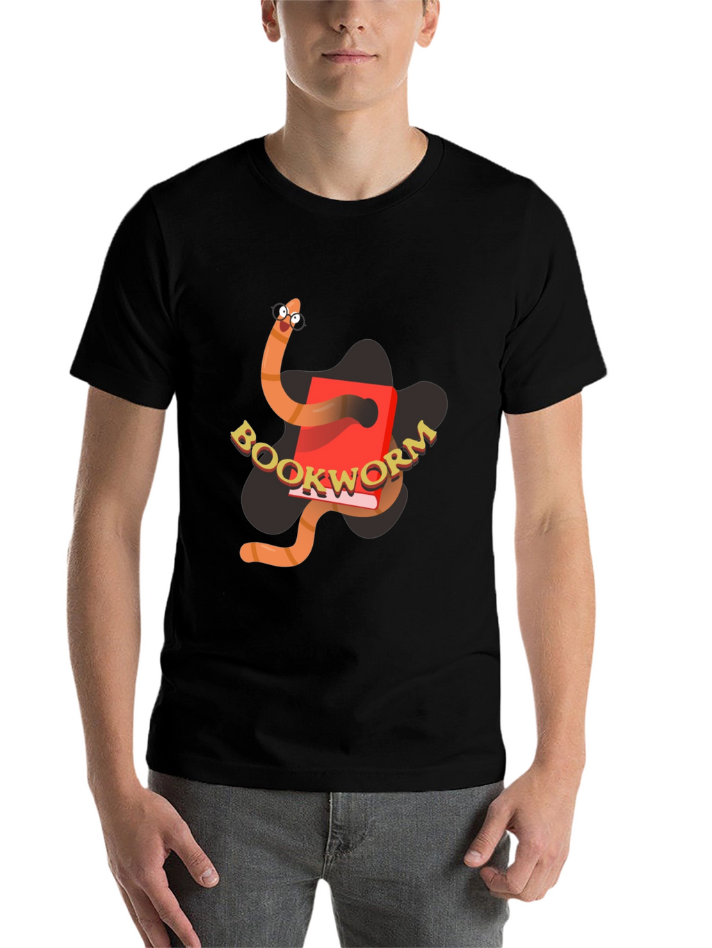 Bookworm Graphic Tee - Black Cotton T-Shirt