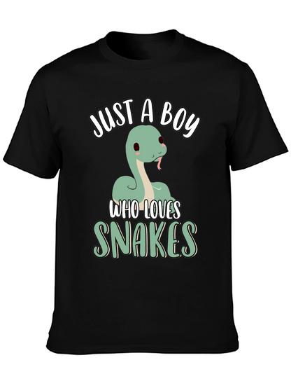 Just A Boy Who Loves Snakes T-Shirt - Black