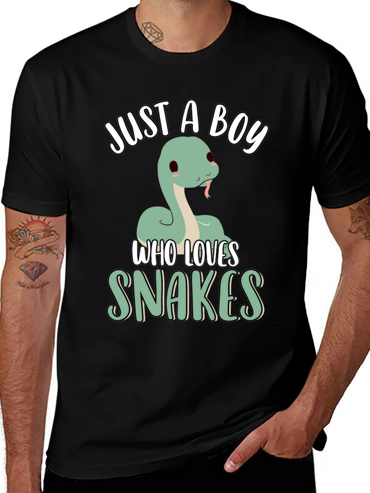 Just A Boy Who Loves Snakes T-Shirt - Black